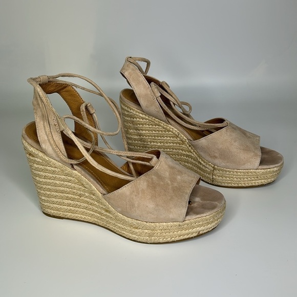 Coach Suede Dana Lace Up Espadrille Wedge Size 10 - Picture 4 of 8